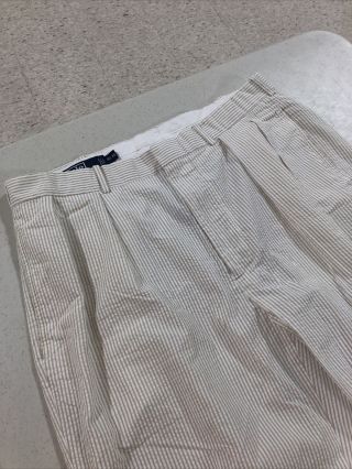Vintage Polo Ralph Lauren Seersucker Pants Striped Pleated Men 