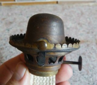 Vintage 19th C.  2 P&a 1860 Set Screw Oil Lamp Burner Look 2 5/8 " Lip Chimney