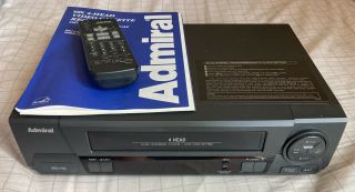 Vintage Admiral Vcr Vhs Hq Player Model Jsj - 20450 With Remote