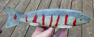 Vintage Large Fat Unknown Mnnnesota Northern Pike Fish Decoy