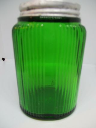 Vintage Forest Green Hoosier Glass Ribbed Jar Shaker