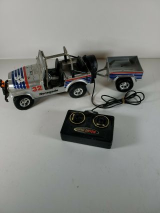 Vintage Bright Rc Jeep Wrangler Renegade Cj7 With Trailer 1983,  Not