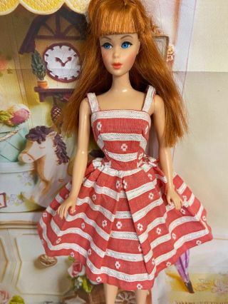 Vintage Barbie Doll 1963 Busy Morning 956 Cotton Dress,  Orange/white V