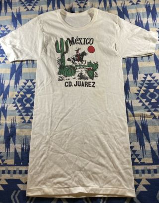 Vtg Nos 60s Ciudad Juarez Mexico T Shirt Tourist Souvenir Xs Travel Vacation