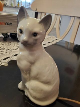 Vintage Andre Richard Porcelain Cat Lamp Made In Japan 2