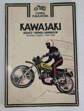 Vtg Kawasaki 80 - 450cc 1966 - 1976 Singles Service & Repair Handbook Clymer Publ.