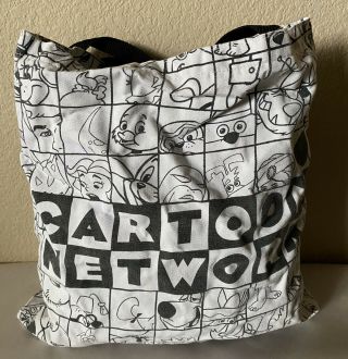 Vtg Cartoon Network Tote Bag Black And White Cartoon Design Usa Made