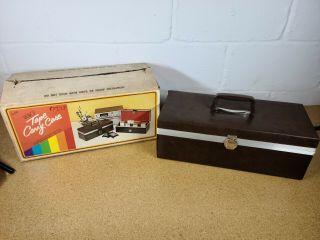 Vintage Lebo 8 Track Tape Case Faux Brown Leather 24 Cartridges W/ Box