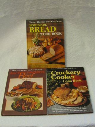 3 Vintage Better Homes & Gardens Cookbooks Beef Recipes Bread & Crock Pot