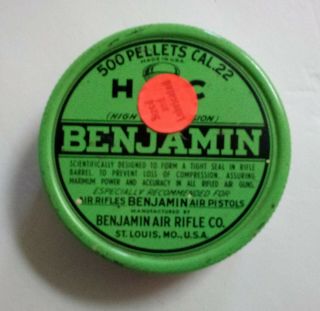 Vintage Benjamin.  22 Cal Pellets Sized And Lubricated Tin