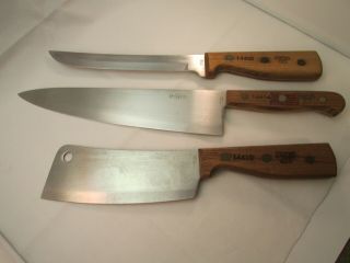 Vintage Kansas City Knife Set Of 3 Chef Butcher 14403 14410 14414 Knives