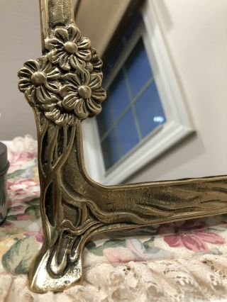 Vintage Mirror Lady By The lake Art Nouveau Solid brass Frame 2