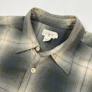 Vintage J.  Crew (m) Plaid Brushed Cotton Twill Button Front Long Sleeve Shirt