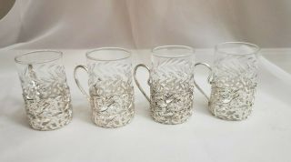 Elegant Vintage Tea Glasses With Silverplated Holders (set Of Four)