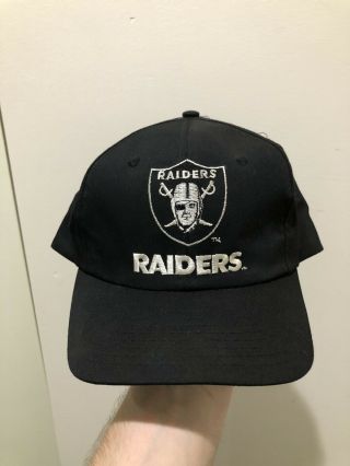 Vintage 90s Los Angeles Raiders Black Snapback Hat Cap Nwa Oakland Compton Eazy