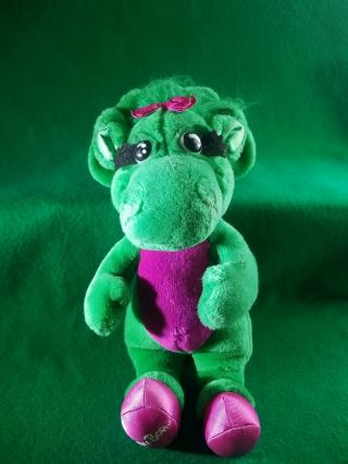 Vintage 1992 Barney Baby Bop Lyons Plush Dinosaur Green & Purple 15 " Plush G