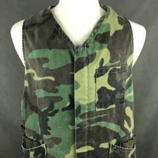 Ranger Duck Hunting Vest Vintage 70s Zip Up Camouflage Usa Made Bird Gamebag Xl