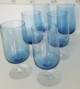 Vintage Glamour Blue Fostoria Stemware Iced Tea Glass Goblet Individually