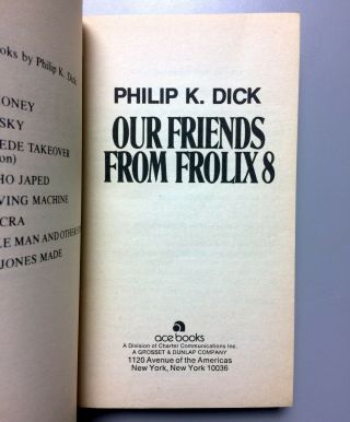 Our Friends from Frolix 8 by Philip K.  Dick (1970,  Vintage Ace Books Paperback) 2