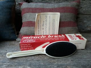 Vintage Miracle Brush Lint Dandruff Hair Dust Remover With Instructions And Box