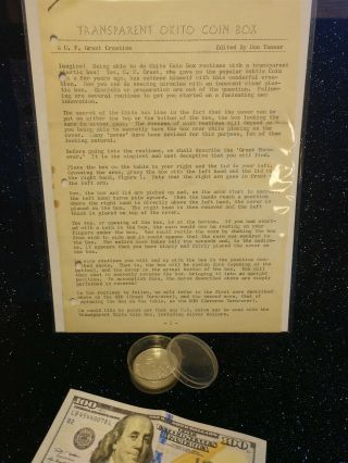Vintage U.  F.  Grant Transparent Okito Coin Box Magic Trick