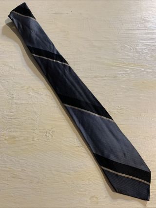 Vtg 1950s 60s Exclusive Fabric Rockabilly Silk Skinny Tie Vlv Striped 54” 2.  25”
