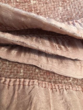 Vintage PINK Rose Satin Trim Blanket KENWOOD WOOL Products Slumber Throw 63x56” 3