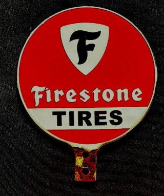Vintage Firestone Tire Porcelain Sign Car Gas Oil Gasoline Automotive