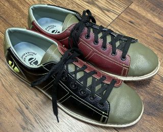 Vintage Linds Bowling Shoes Mens Size 10 Green Red Black World Impex