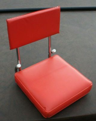 Vintage Red Vinyl Folding Stadium Bleacher Seat Boat Chair W/clamp Kr Industries