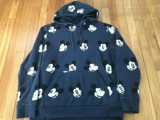 Disney Mickey Mouse All Over Print Double Sided Hoodie Sweatshirt Womens M Vtg