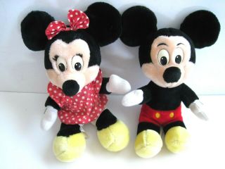 12 " Vintage Disney Mickey & Minney Mouse Plush Toy Disney World Resort