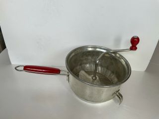 Vintage Foley Mfg Food Mill Sauce Strainer With Red Wood Handles