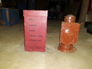 Vintage Kodak Dark Room Kerosene Lantern Camera Lamp With Glass Filters & Burner