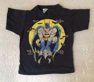 Vintage - 1990 Batman - Black T Shirt Boys - Size 6