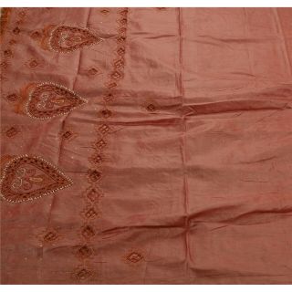 Tcw Antique Vintage Saree 100 Pure Silk Hand Beaded Fabric Premium Sari
