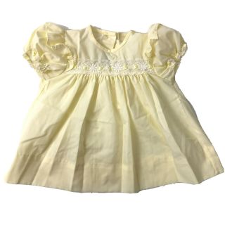 Vintage Alexis Baby Girl Spring Summer Dress Yellow And Lace Ruffle Arm 6 - 9 Mo