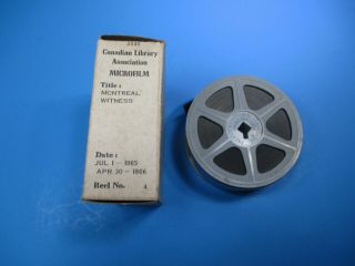 Vintage Microfilm Reel Montreal Witness July 1,  1865 - April 30,  1866