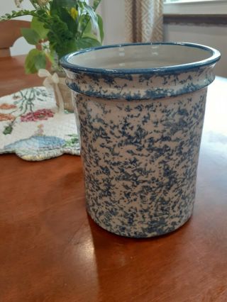 Vintage Red Wing Stoneware Utensil Holder Collectible Blue Speckled