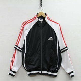 Vintage Adidas Track Jacket Size Small White Black 90s Tearaway Sleeves