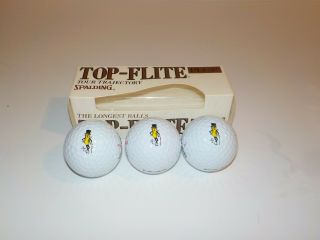 Vintage Planters Mr Peanut Top Flite Golf Balls Set Of 3 Sleeve