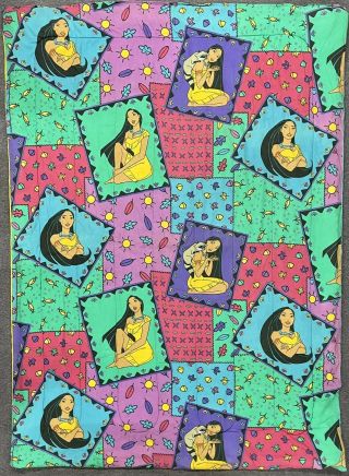 Vintage 90’s Disney Pocahontas Reversible Twin Comforter Blanket 62x84