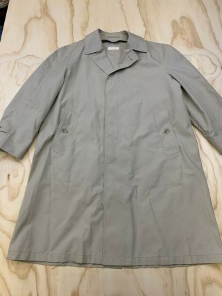 Vtg Brooks Brothers Men Size 40 Tan Button Down Long Trench Coat Jacket Euc