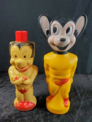Vintage Pair 1963/1965 Mighty Mouse Soakys - Colgate Palmolive Co.  Terrytoons