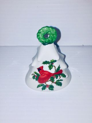 Small Vintage Lefton Christmas Bell With Cardinal - Red Bird 1205