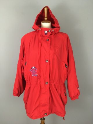 Vintage Obermeyer Ski Coat Jacket Womens Sz 12 Red Nordic Alpine Hooded Katarina
