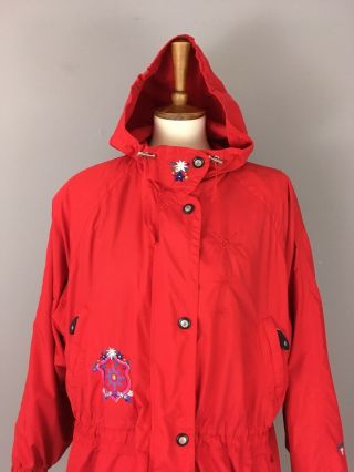 Vintage Obermeyer Ski Coat Jacket Womens Sz 12 Red Nordic Alpine Hooded Katarina 2