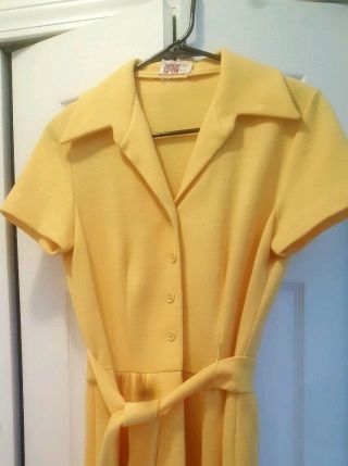 Vintage 1960s? Yellow Gingham Dress R&k Knits Size 10.
