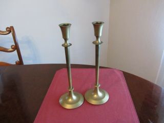 Vintage " Dirigold " Mid - Century Mode Brass Candlestick Holders Pair 10 1/2 " Tall