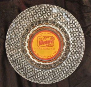 Vintage " The Best Western " Clear Glass Hobnail Astray